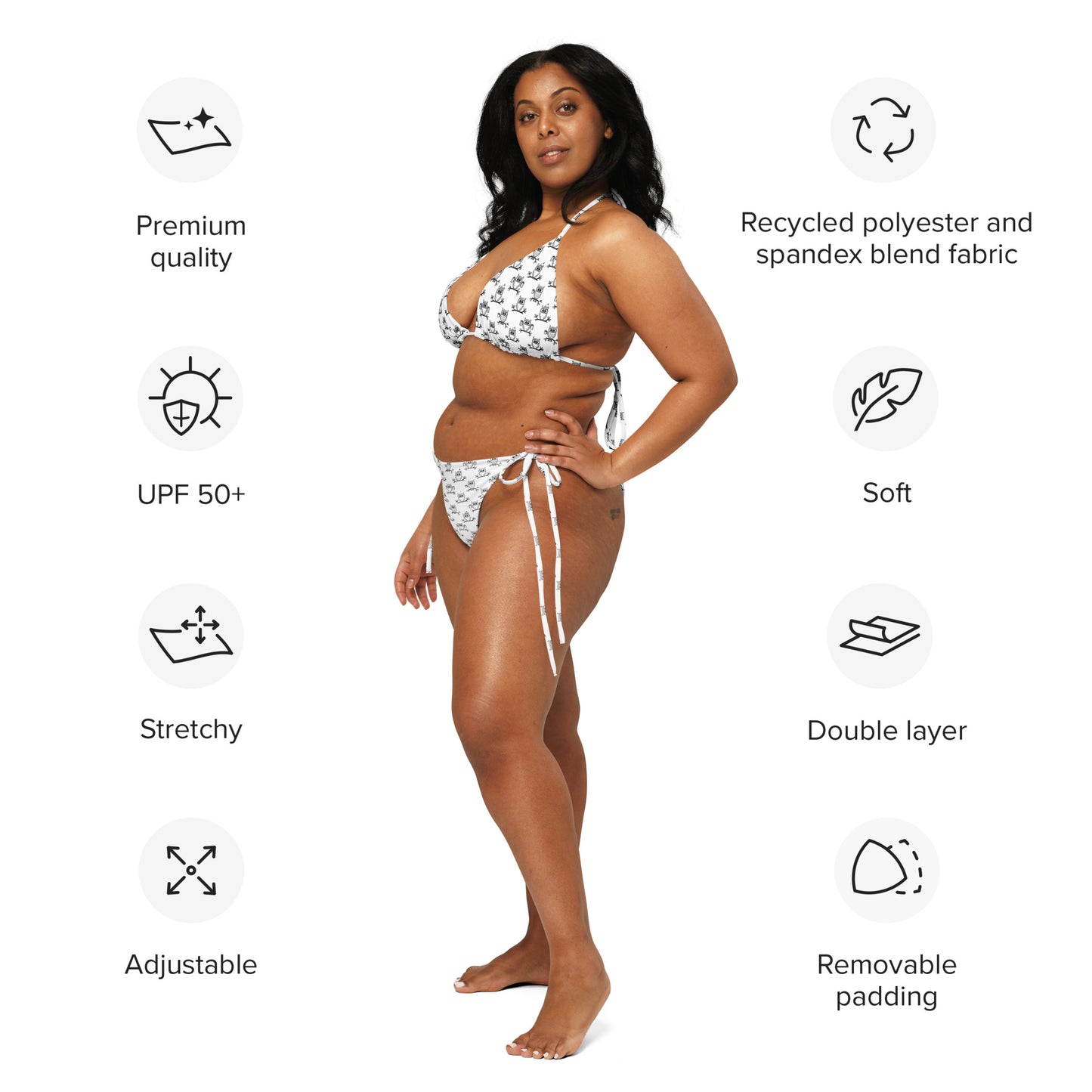 All-Over Print Recycled String Bikini – Eco-Friendly Owl-Inspired Swimwear Dudeily