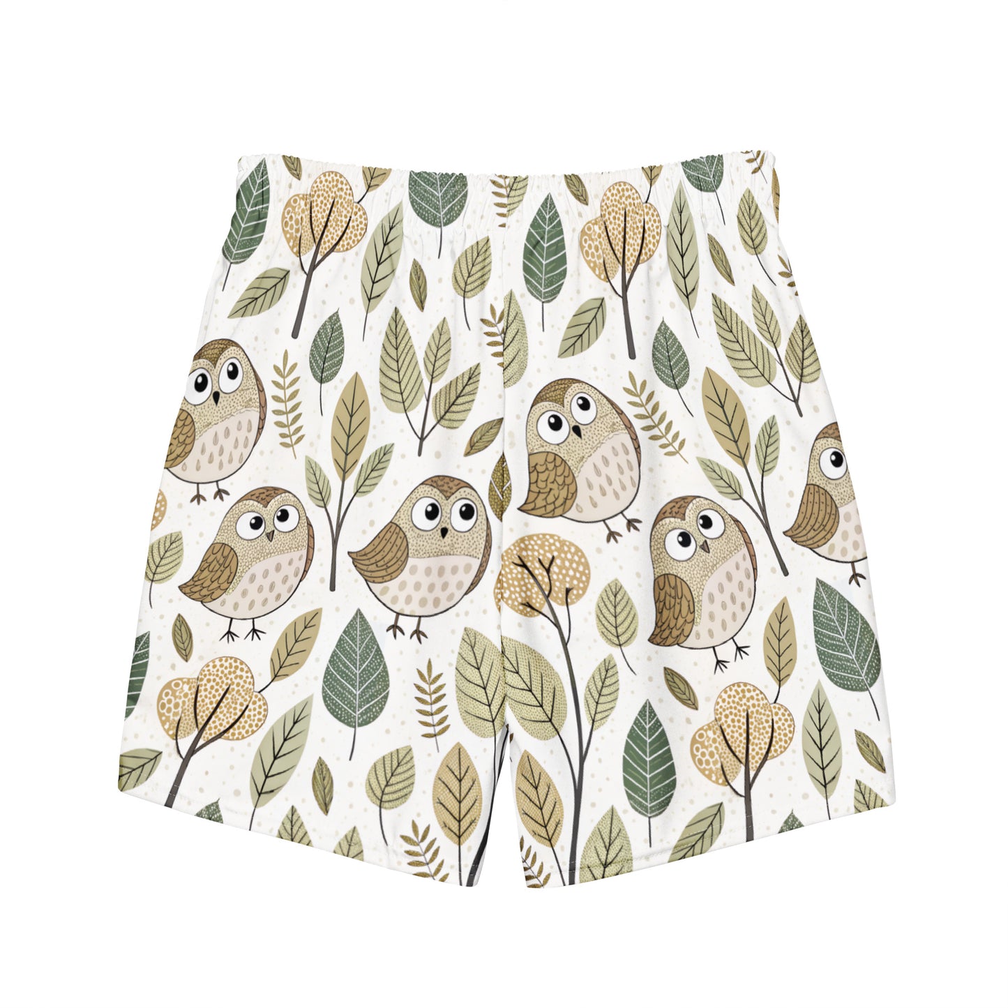 Owl-Themed Recycled Swim Trunks – Eco-Friendly Men’s Swimwear Sustainable Fashion USA Dudeily