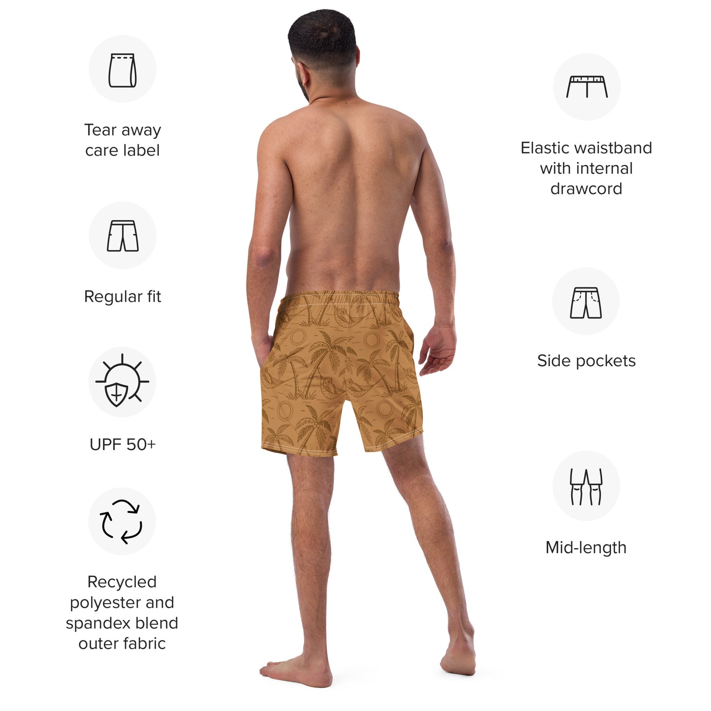 Owl-Themed Recycled Swim Trunks – Eco-Friendly Beachwear for Nature-Loving Men Dudeily