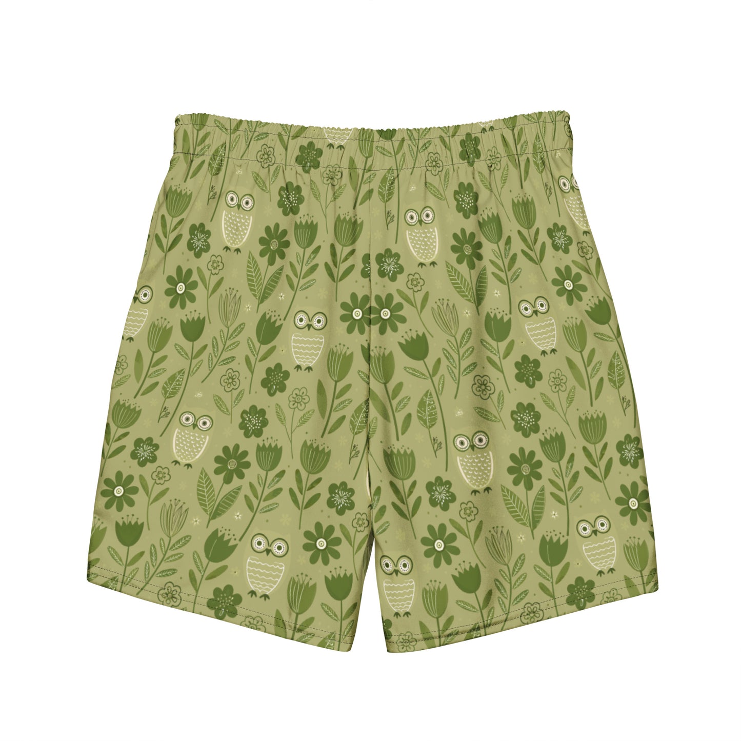 Owl-Themed Recycled Swim Trunks – Eco-Friendly Beachwear for Nature-Loving Men Dudeily
