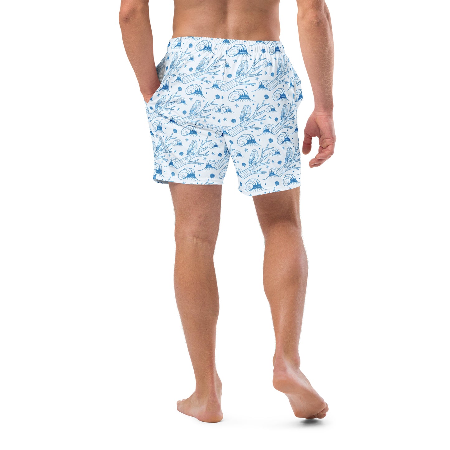 Owl Spirit Recycled Swim Trunks – Sustainable Beachwear for Eco Warriors Dudeily
