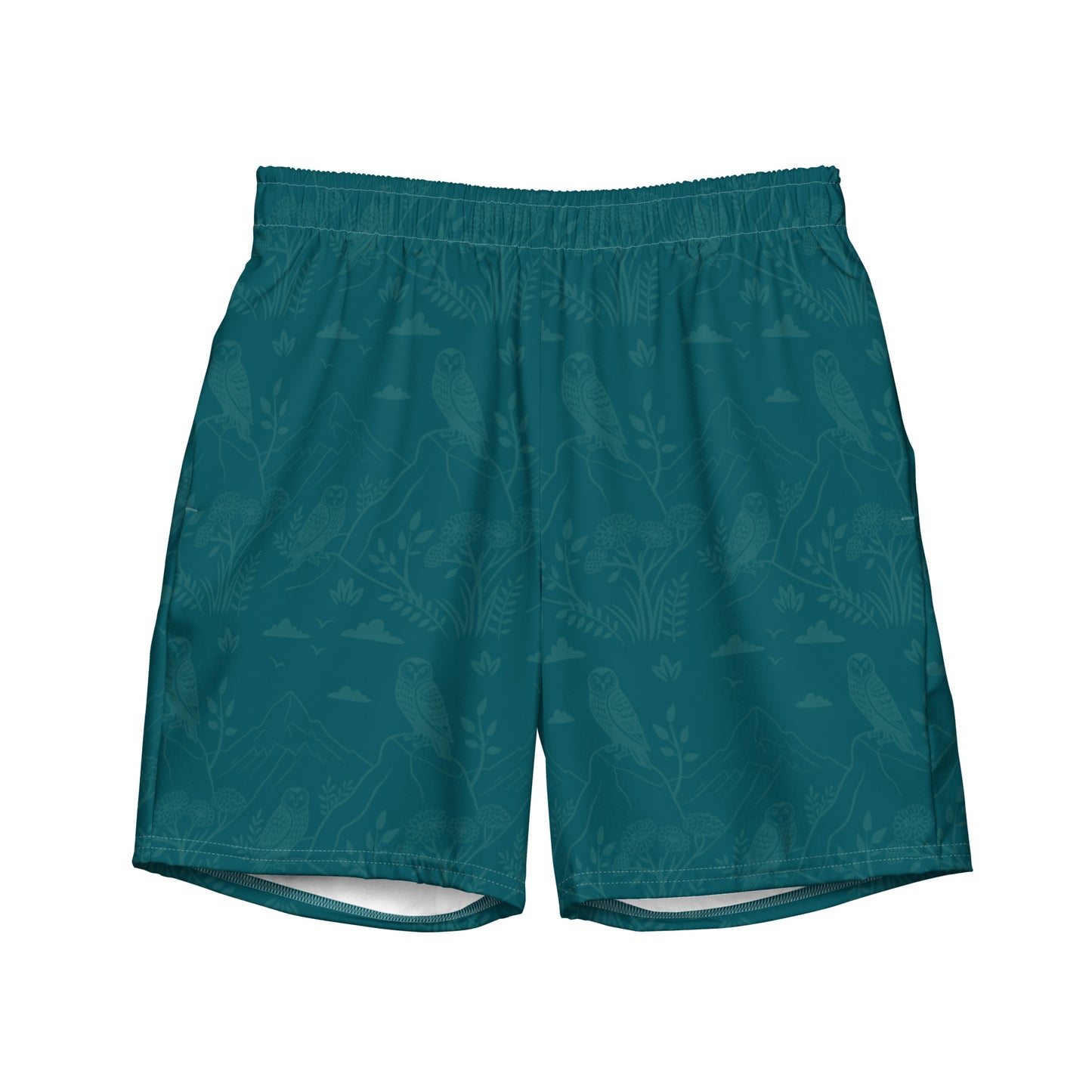 Owl-Themed Recycled Swim Trunks – Eco-Friendly Beachwear for Nature-Loving Men 6XL Dudeily