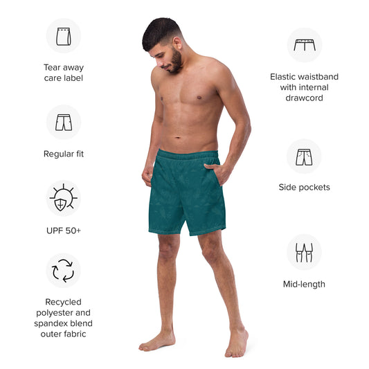 Owl-Themed Recycled Swim Trunks – Eco-Friendly Beachwear for Nature-Loving Men Dudeily