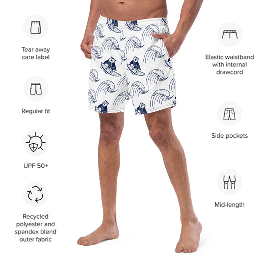 Owl Glide Recycled Swim Trunks – Eco-Friendly Beachwear for Active Nature Lovers Dudeily