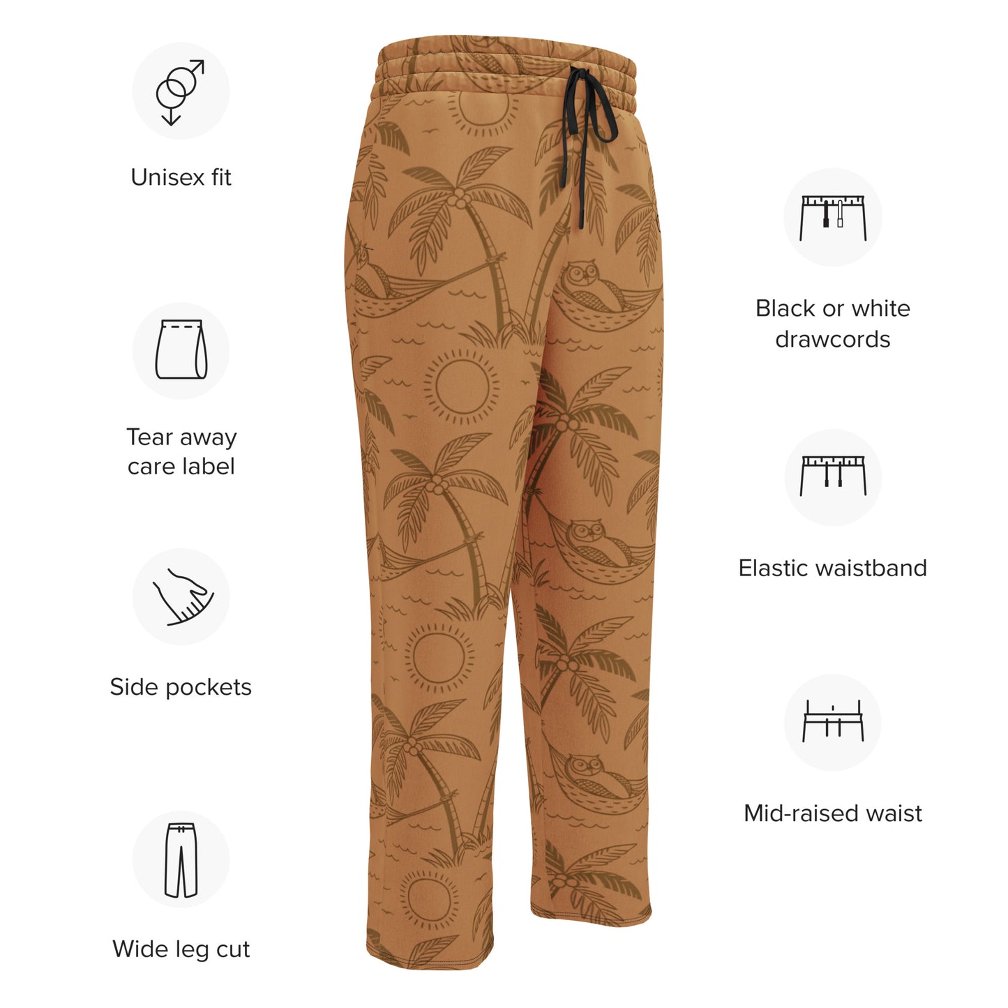 Sustainable Owl-Themed Wide-Leg Joggers – Eco-Friendly Loungewear for Nature Lovers Dudeily