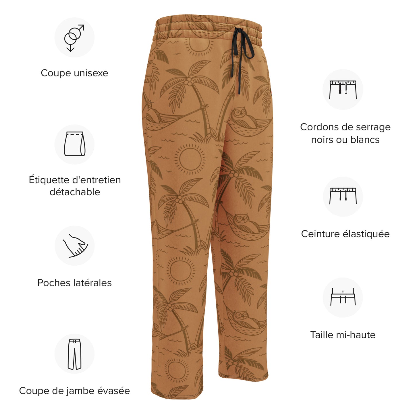 Sustainable Owl-Themed Wide-Leg Joggers – Eco-Friendly Loungewear for Nature Lovers Dudeily