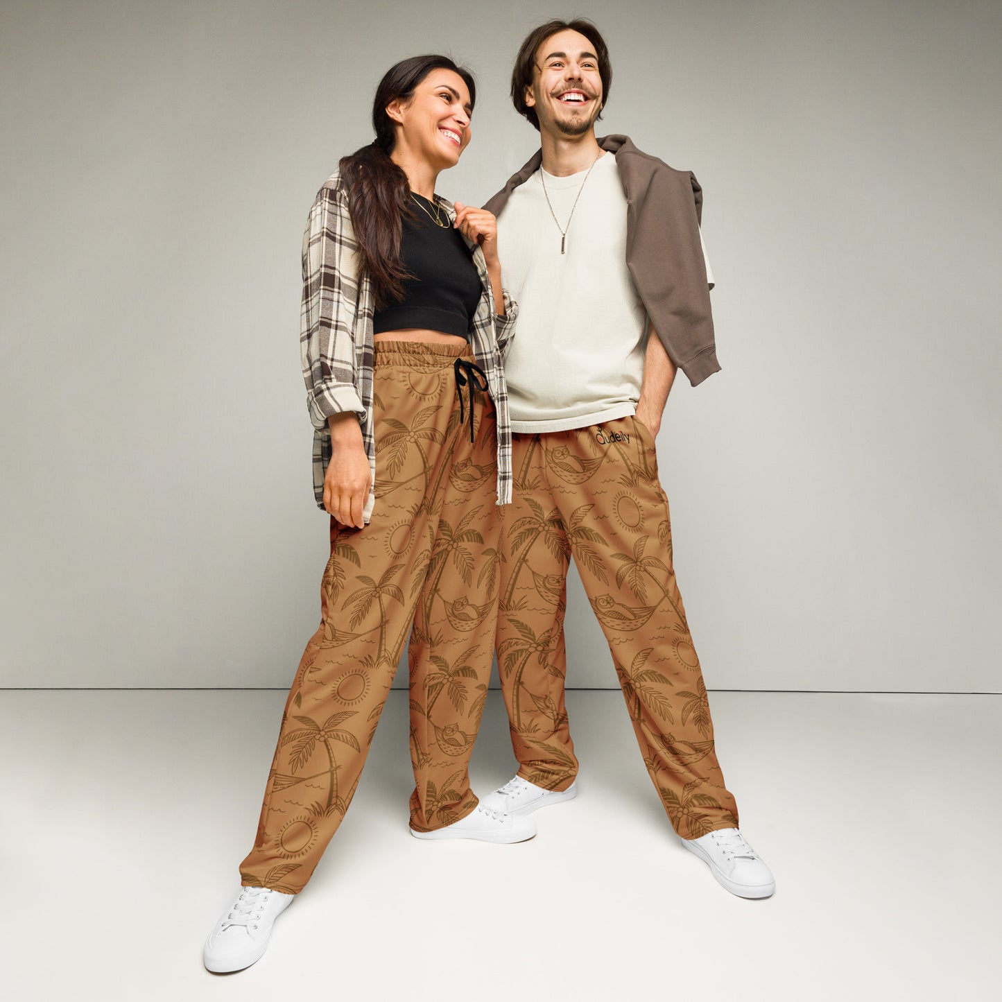 Sustainable Owl-Themed Wide-Leg Joggers – Eco-Friendly Loungewear for Nature Lovers Dudeily