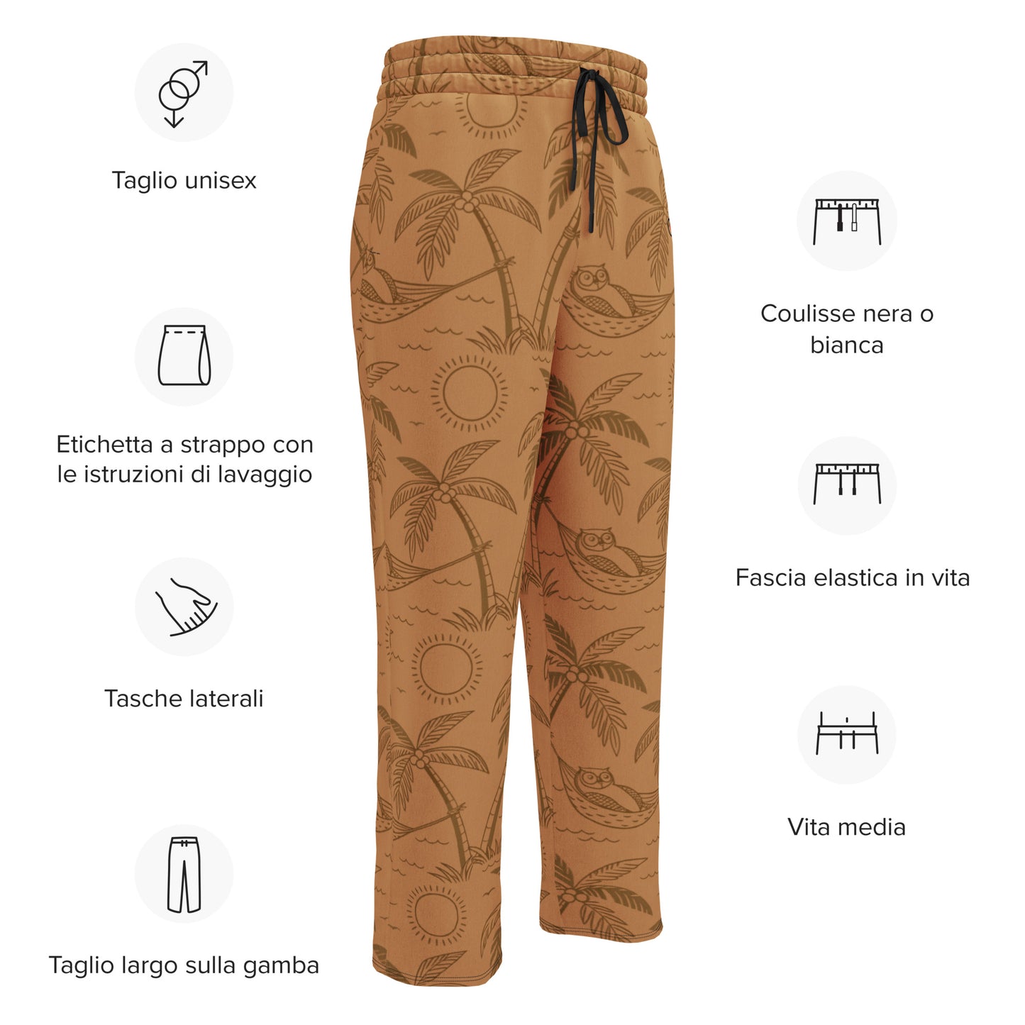 Sustainable Owl-Themed Wide-Leg Joggers – Eco-Friendly Loungewear for Nature Lovers Dudeily