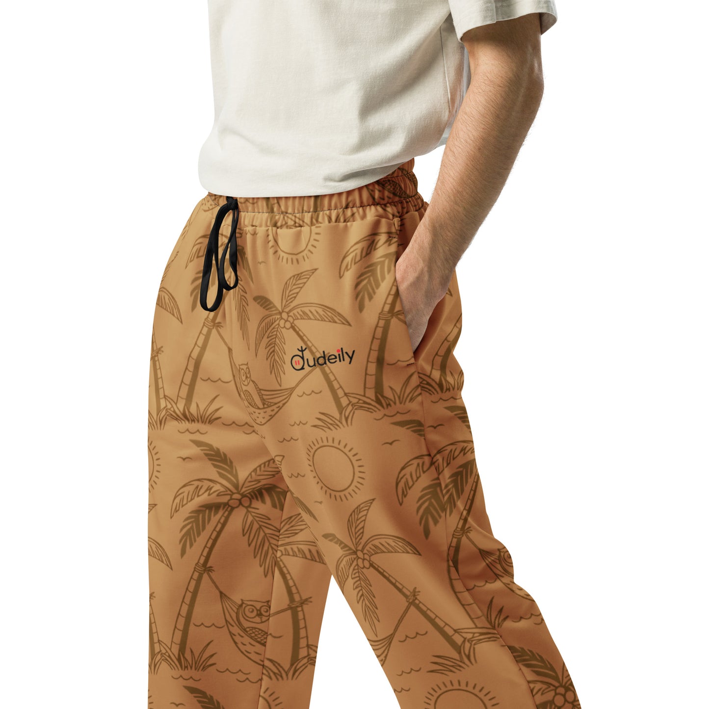 Sustainable Owl-Themed Wide-Leg Joggers – Eco-Friendly Loungewear for Nature Lovers Dudeily
