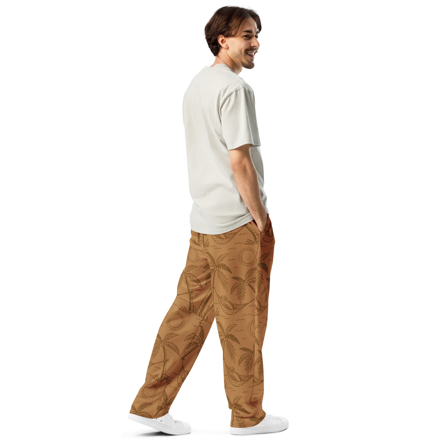 Sustainable Owl-Themed Wide-Leg Joggers – Eco-Friendly Loungewear for Nature Lovers Dudeily