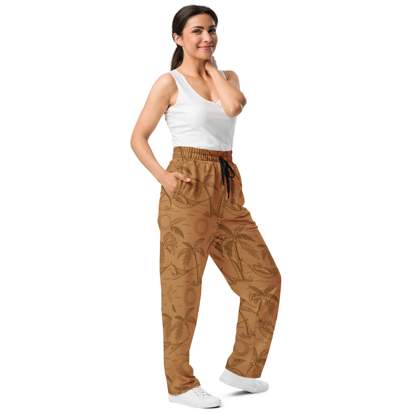 Sustainable Owl-Themed Wide-Leg Joggers – Eco-Friendly Loungewear for Nature Lovers Dudeily