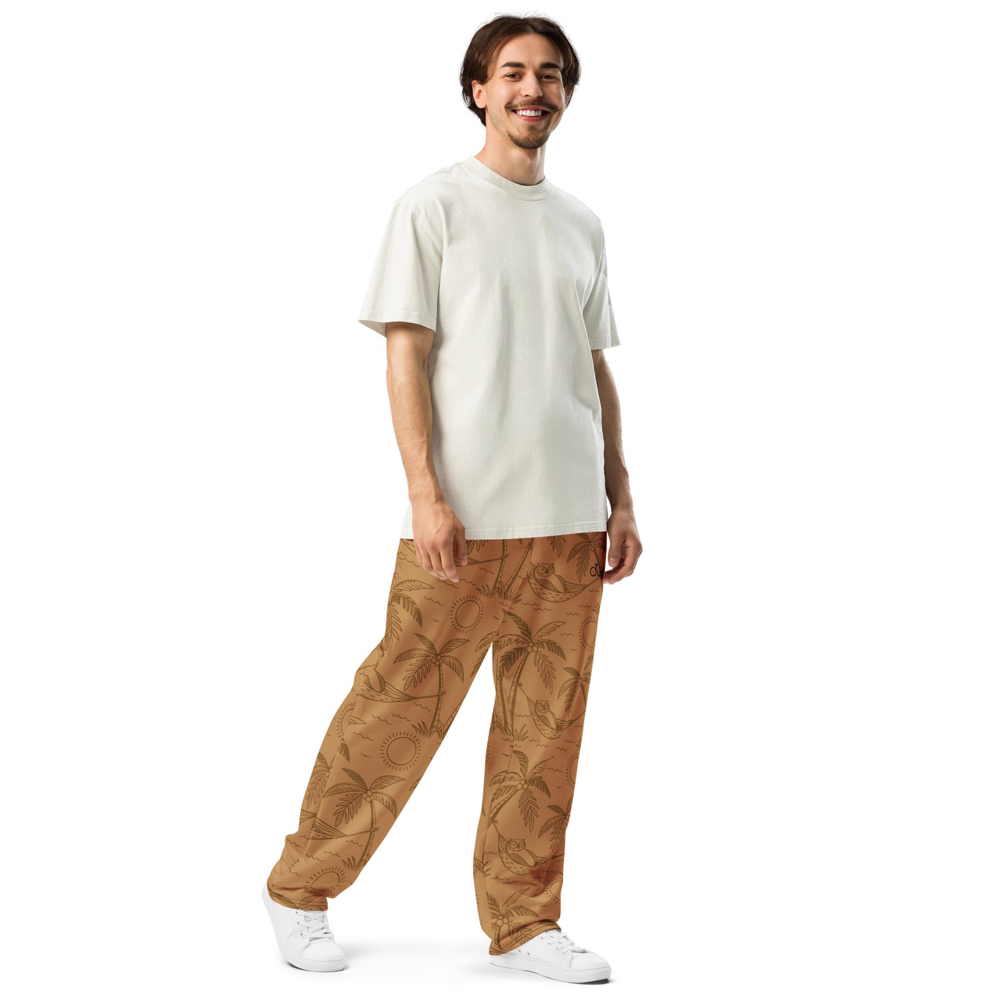 Sustainable Owl-Themed Wide-Leg Joggers – Eco-Friendly Loungewear for Nature Lovers Dudeily