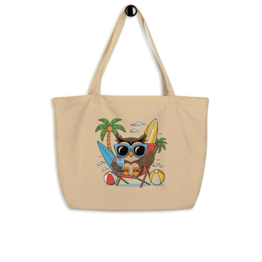 Owl Large Organic Tote Bags - Sustainable, Spacious, Stylish Eco-Friendly Tote Oyster Dudeily