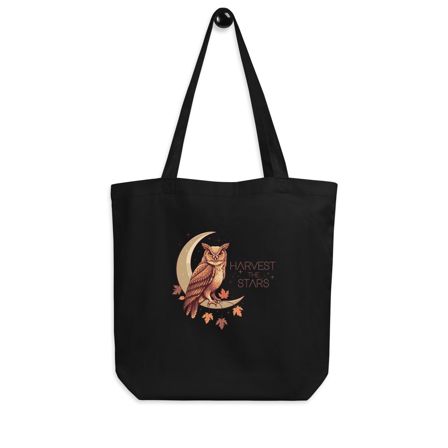 Eco Tote Bag - Owl Themed Sustainable Fashion, Stylish Everyday Carry Bag Black Dudeily