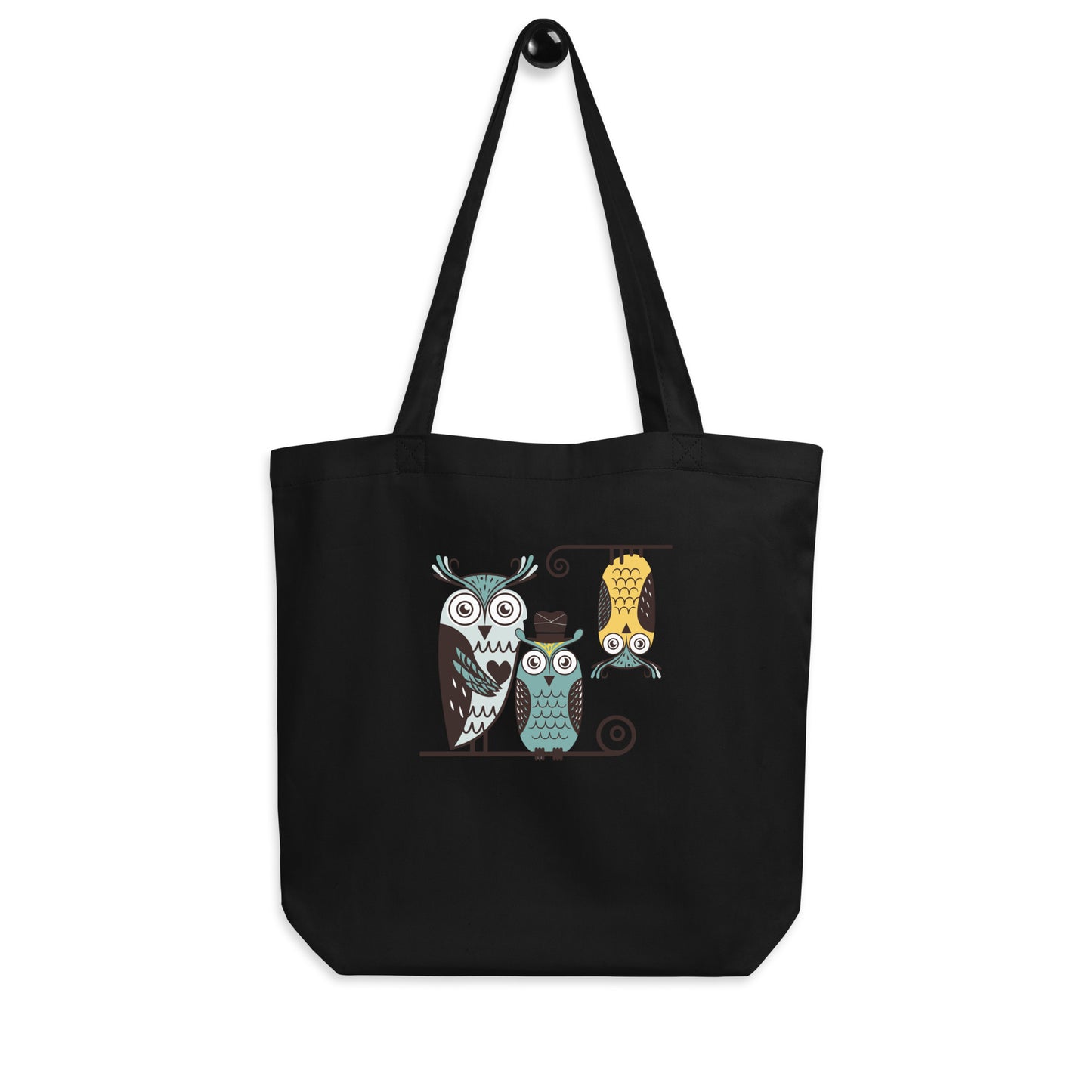 Eco Tote Bag: Owl Themed Sustainable, Stylish, and Ready for Any Adventure Black Dudeily