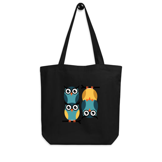 Eco Tote Bag: Owl Themed Sustainable, Versatile, and Stylish for Every Day Black Dudeily