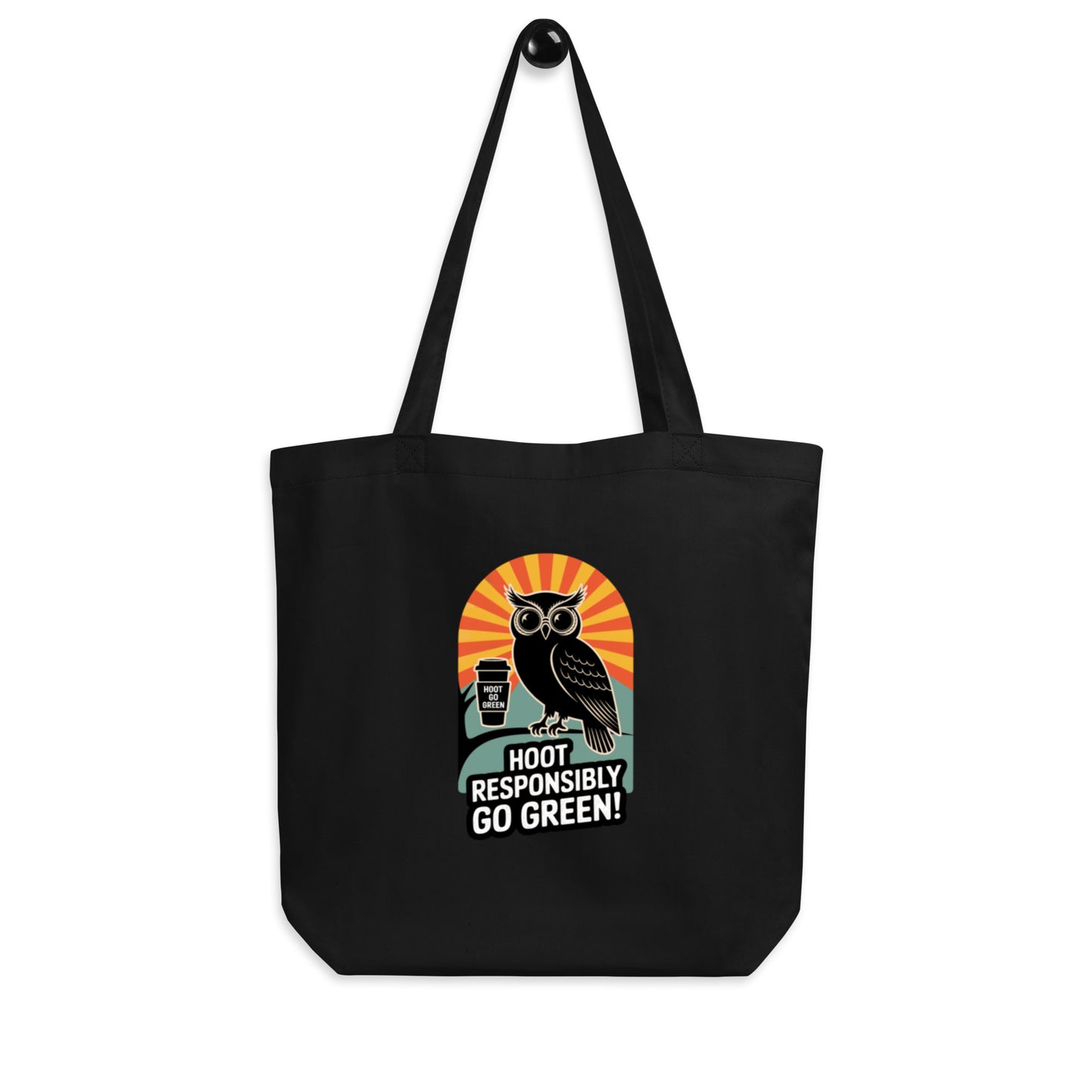 Eco Tote Bag | Owl Themed Sustainable & Reusable for Every Day Black Dudeily