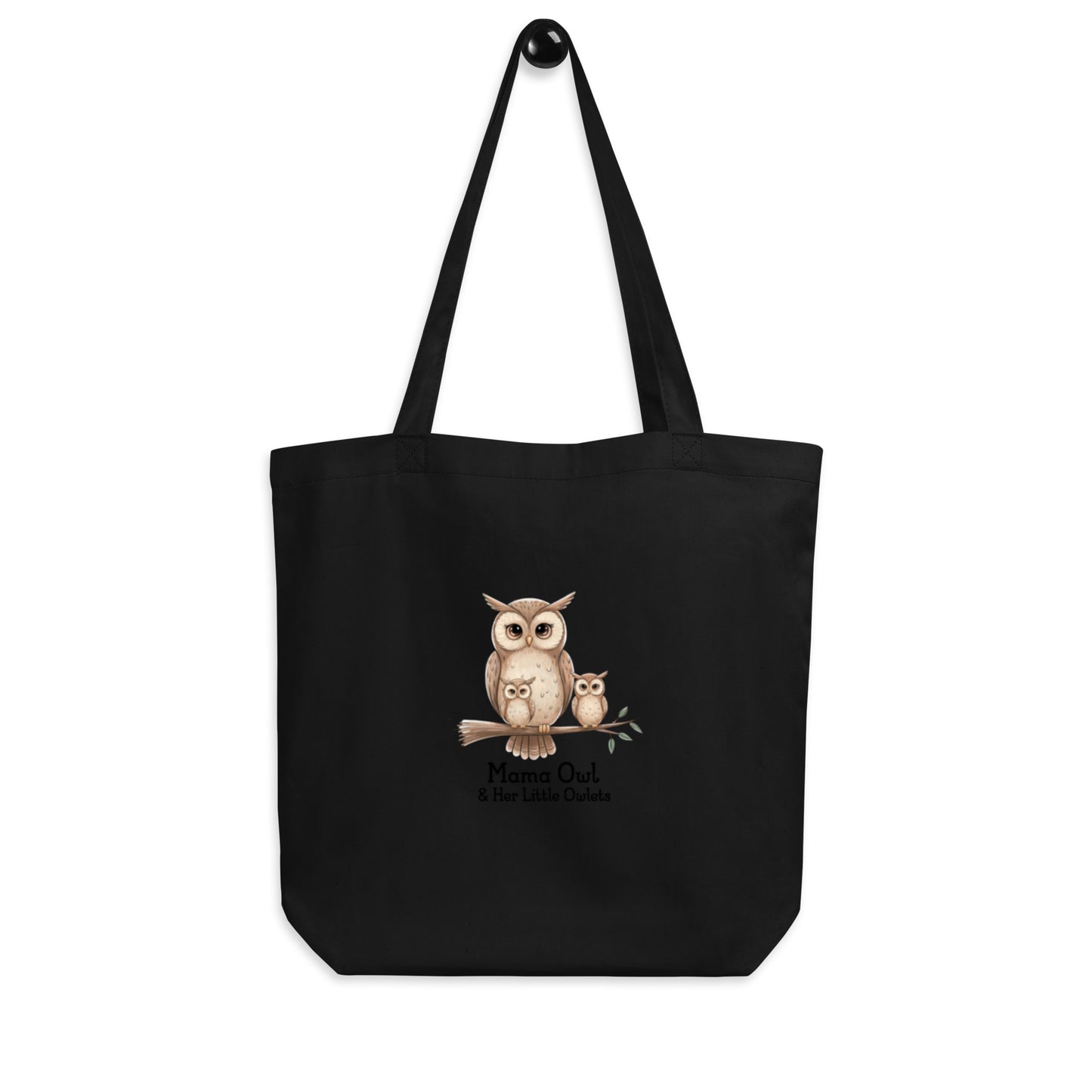 Eco Tote Bag – Owl-Themed Reusable Organic Cotton Shopping Bag Black Dudeily