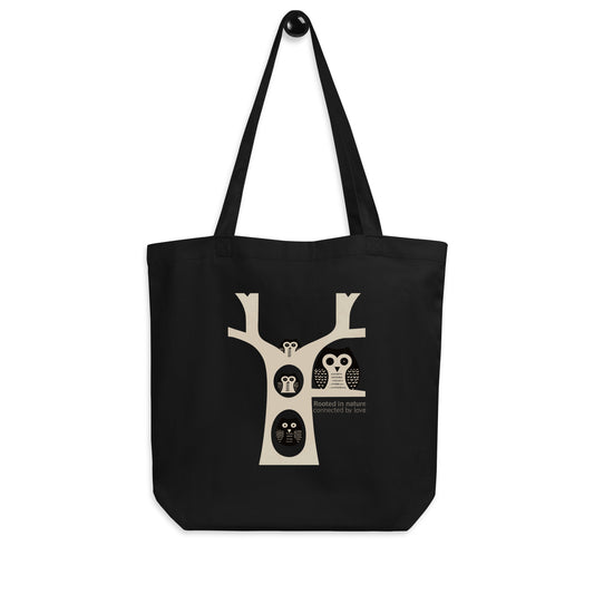 Eco Tote Bag – OwlTote Sustainable Fashion for Everyday & Family Day Use Black Dudeily