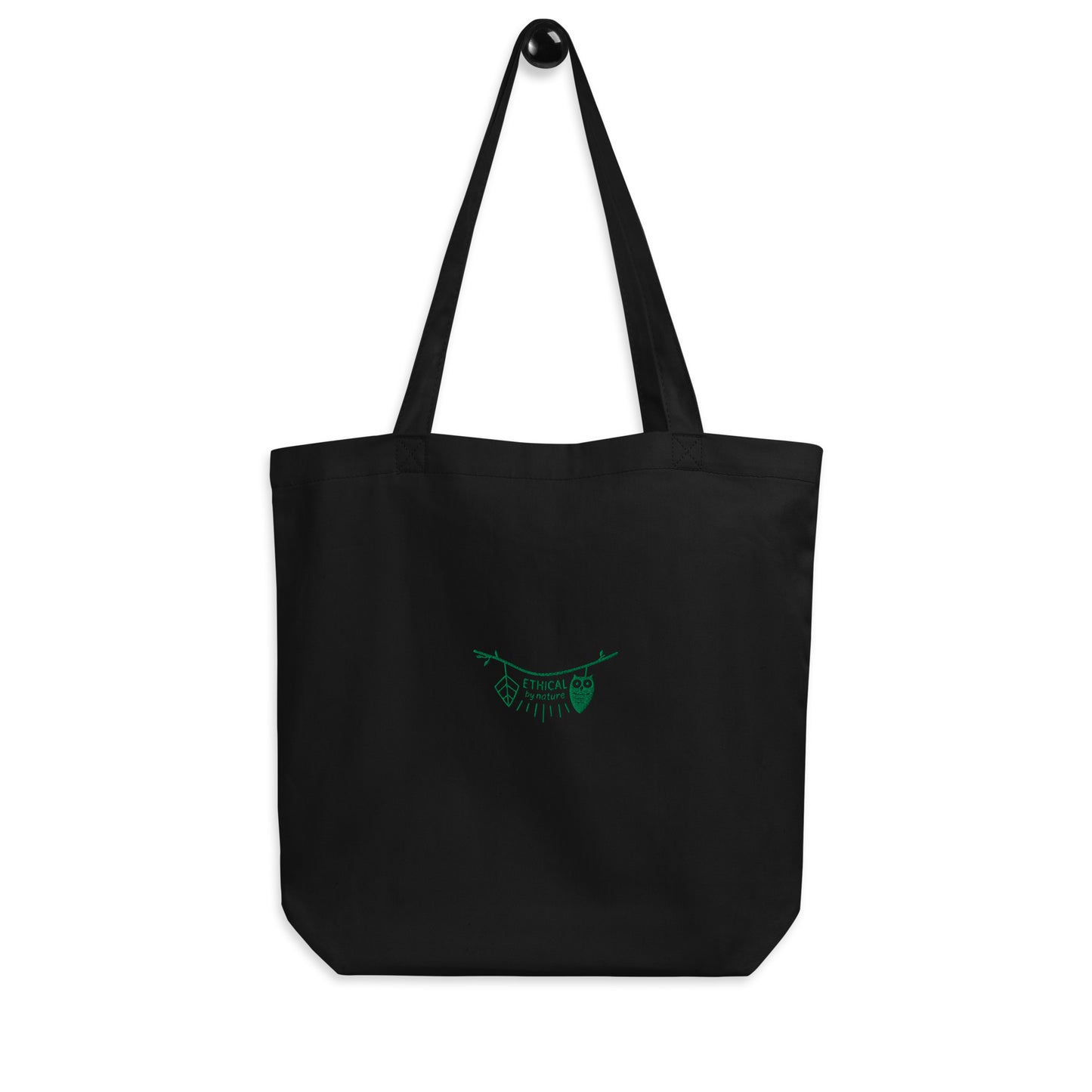 Eco Tote Bag: Ethical by Nature | Owl Embroidered Sustainable Fashion Accessory USA by Dudeily Black Dudeily