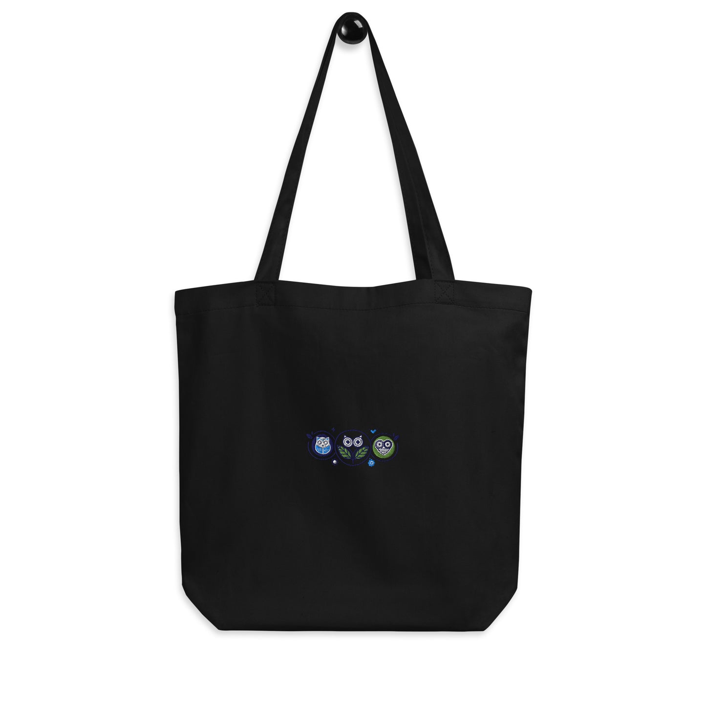 Eco Tote Bag: Nature’s Union | Owl Embroidered Sustainable Fashion Accessory USA by Dudeily Black Dudeily