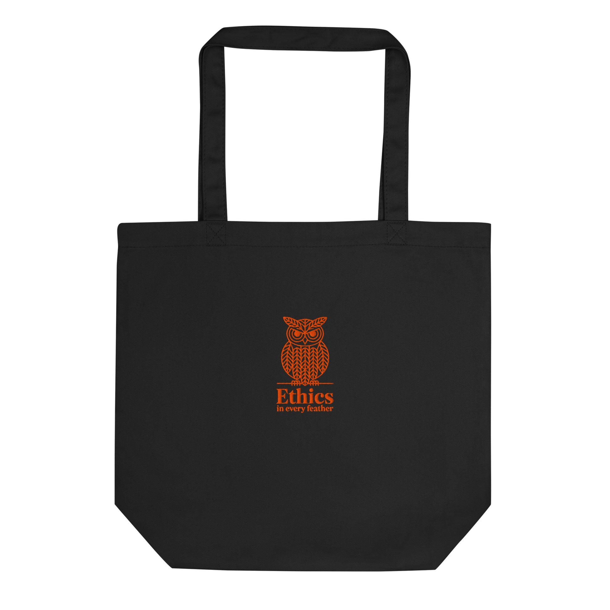 Large Organic Tote Bag -"Ethics in Every Feather" | Sustainable Owl Fashion USA Dudeily
