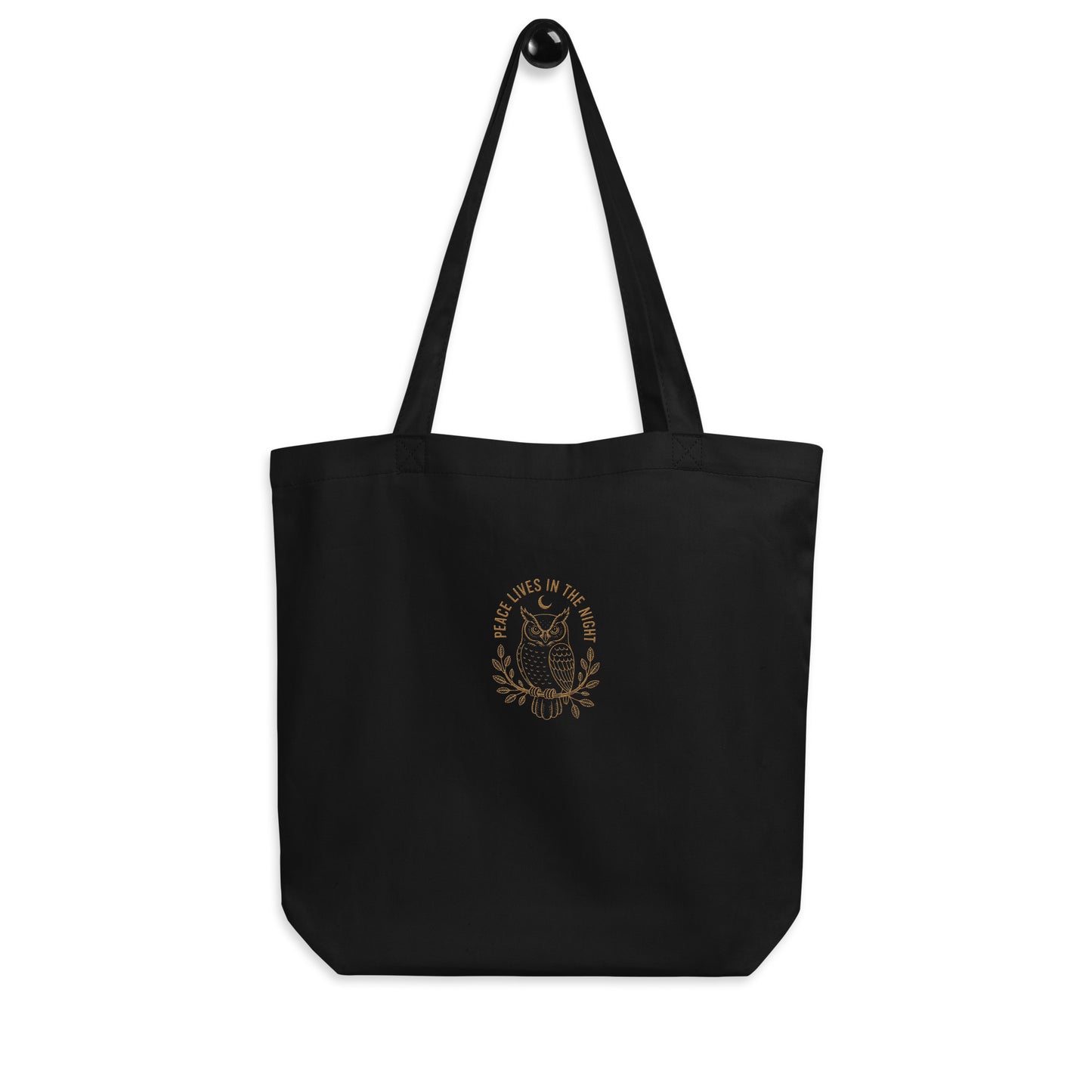 Owl Eco Tote Bag – 'Peace Lives in the Night' in Fall | Sustainable Fashion USA Black Dudeily