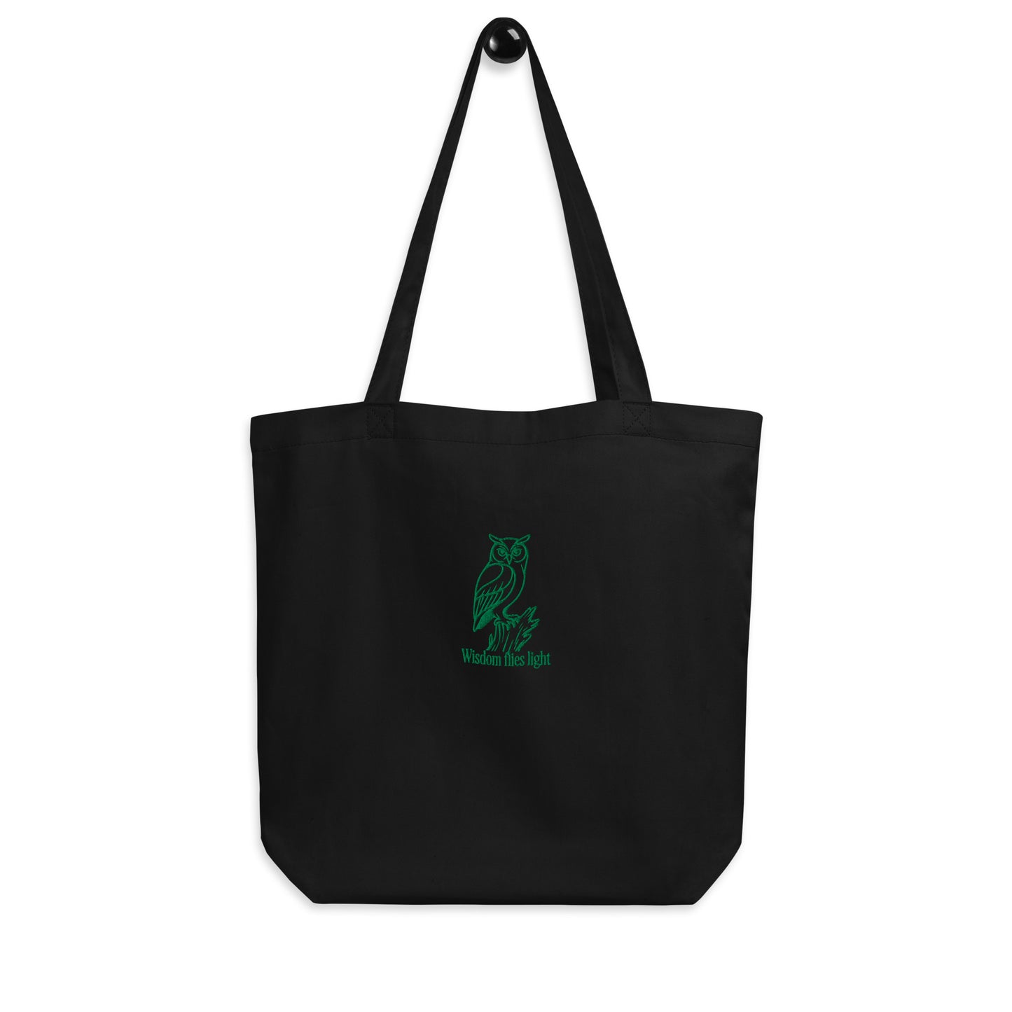 Owl Eco Tote Bag – 'Wisdom Flies Light' in Fall | Sustainable Fashion USA Black Dudeily