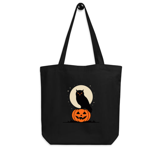 Eco Tote Bag: Halloween Owl Sustainable & Eco-Friendly Style USA Black Dudeily