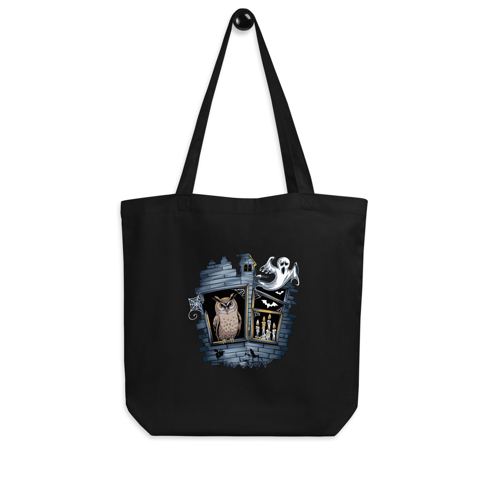 Eco Tote Bag: Halloween Owl Sustainable & Eco-Friendly Style USA Black Dudeily