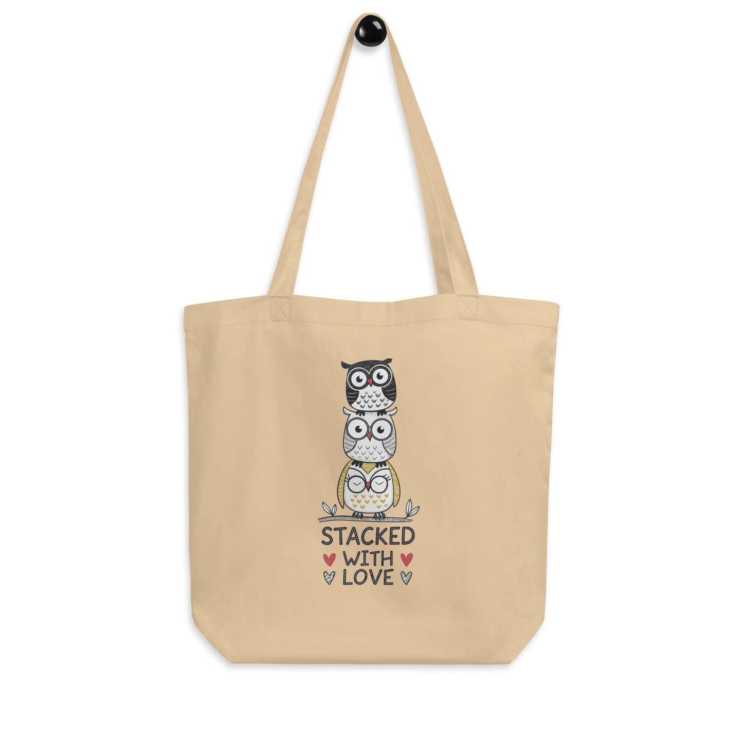 Eco Tote Bag: Stacked with Love | Owl-Inspired Sustainable Fashion USA by Dudeily Dudeily