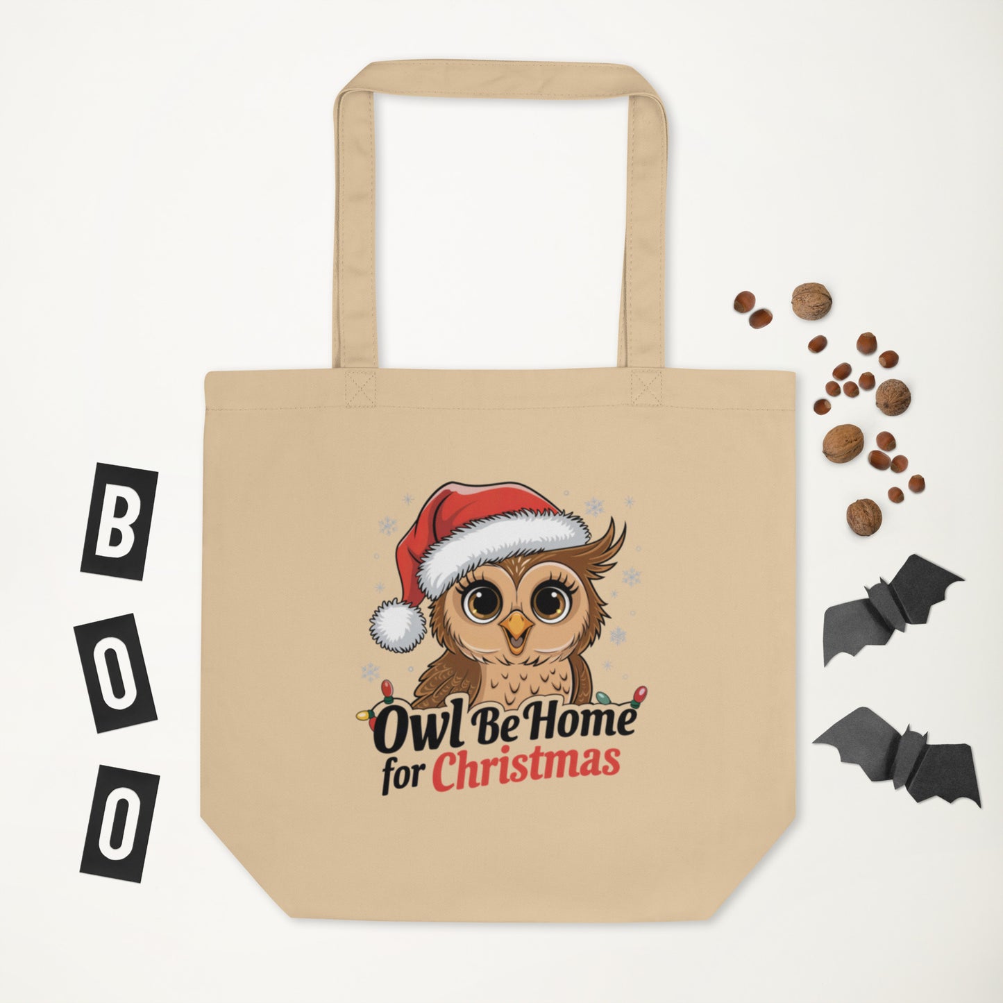 Large Organic Tote Bag: Owl themed Stylish, Sustainable, and Perfect for Every Day Dudeily