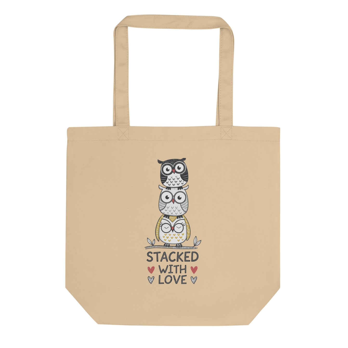 Eco Tote Bag: Stacked with Love | Owl-Inspired Sustainable Fashion USA by Dudeily Dudeily
