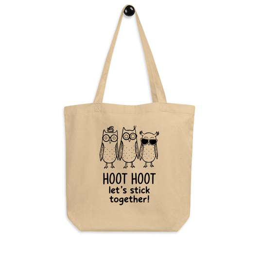 Eco Tote Bag: Hoot Hoot Let’s Stick Together! | Owl-Themed Sustainable Fashion USA by Dudeily Default Title Dudeily
