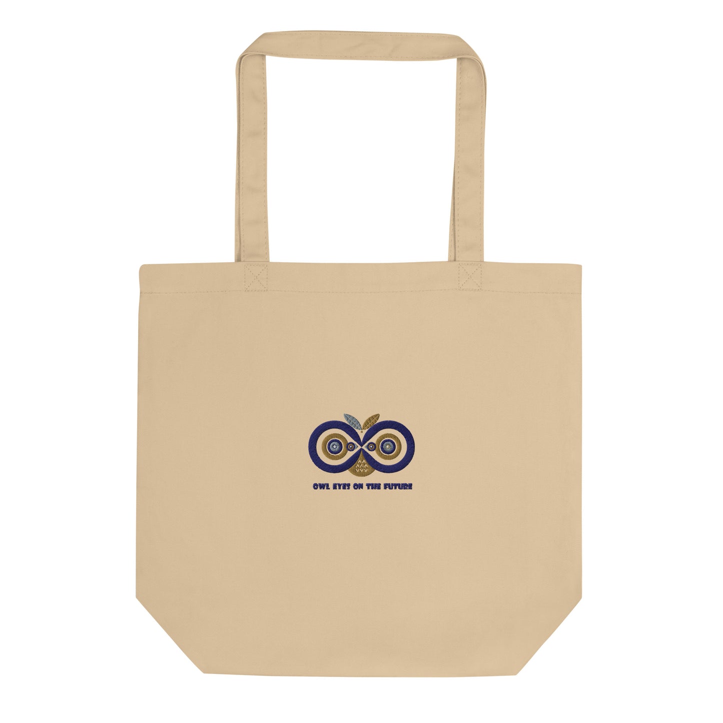 Eco Tote Bag: Owl Eyes on the Future | Embroidered Owl-Themed Sustainable Fashion USA by Dudeilyo Tote Bag Dudeily
