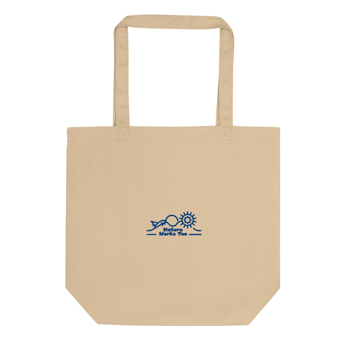 Eco Tote Bag: Nature Works Too | Owl Embroidered Sustainable Fashion Accessory USA by Dudeily Dudeily