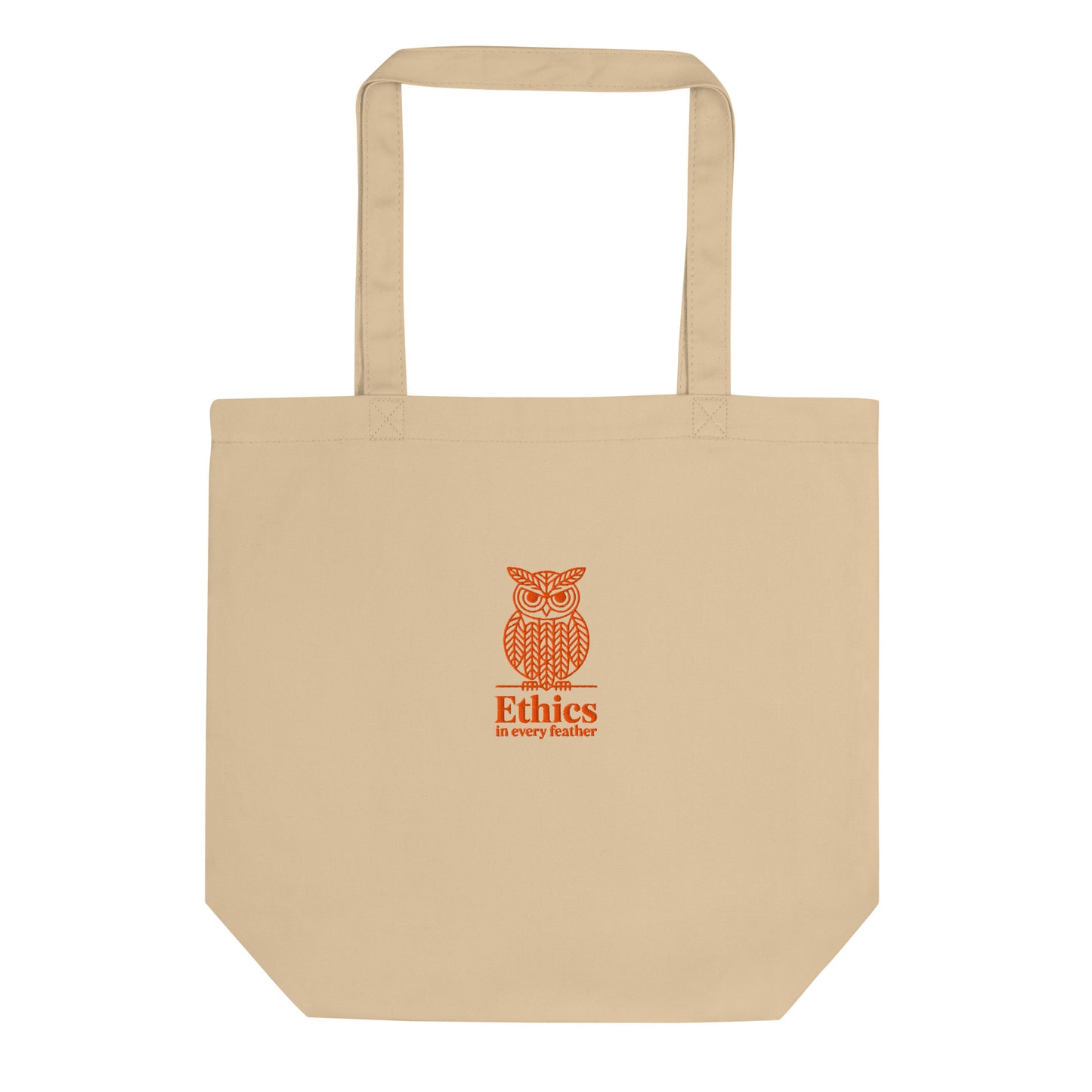 Large Organic Tote Bag -"Ethics in Every Feather" | Sustainable Owl Fashion USA Dudeily