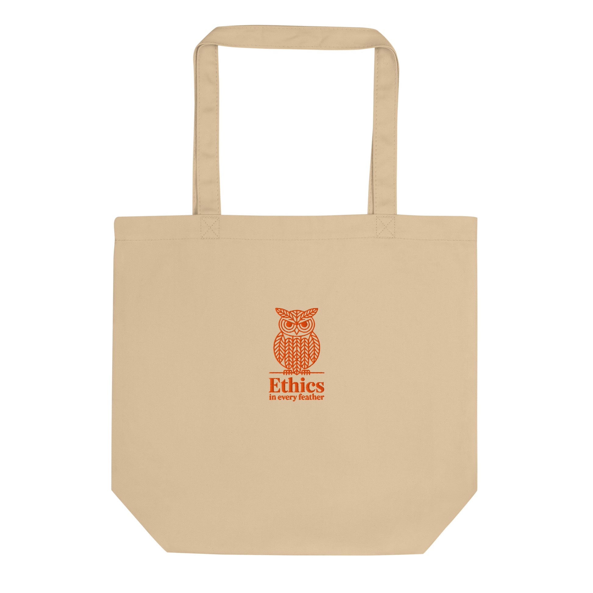 Large Organic Tote Bag -"Ethics in Every Feather" | Sustainable Owl Fashion USA Dudeily