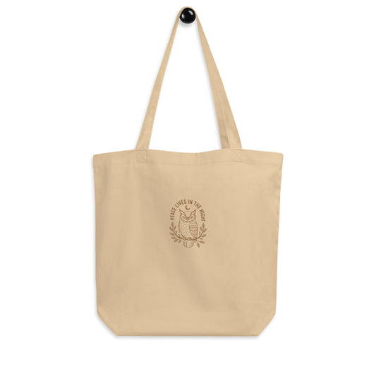 Owl Eco Tote Bag – 'Peace Lives in the Night' in Fall | Sustainable Fashion USA Oyster Dudeily