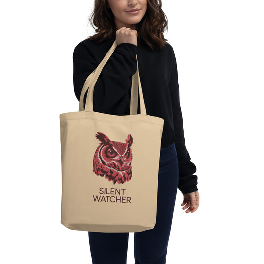 Eco Tote Bag: 'Silent Watcher' in Fall | Sustainable Owl Fashion USA Dudeily