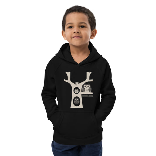 Little Owl Hugs – Kids Eco Hoodie | Sustainable Fashion USA | Family Day Special Dudeily