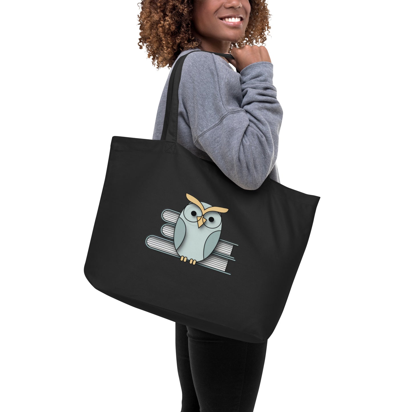 Large Organic Tote Bag: Spacious and Eco-Friendly for Owl Lovers Dudeily