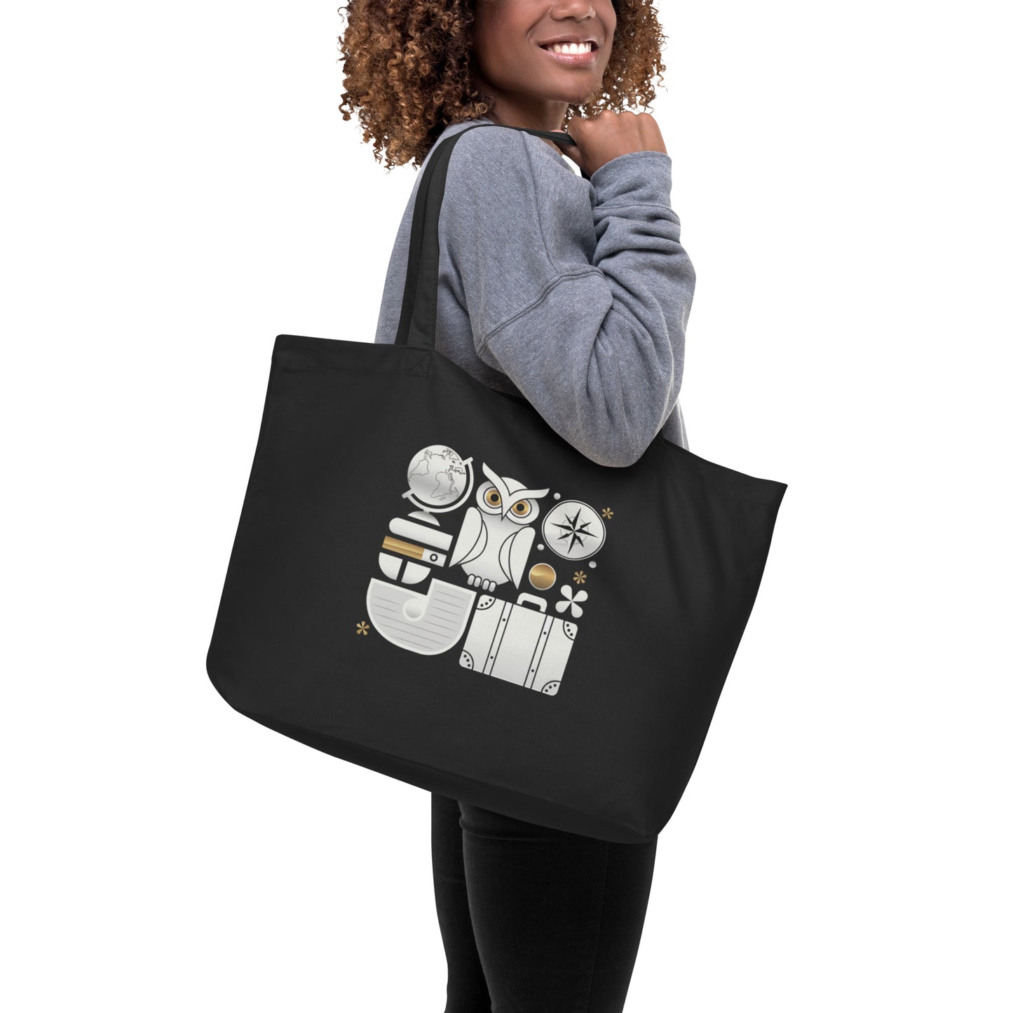 Large Organic Tote Bag: Spacious, Eco-Friendly, and Perfect for Owl Lovers Dudeily