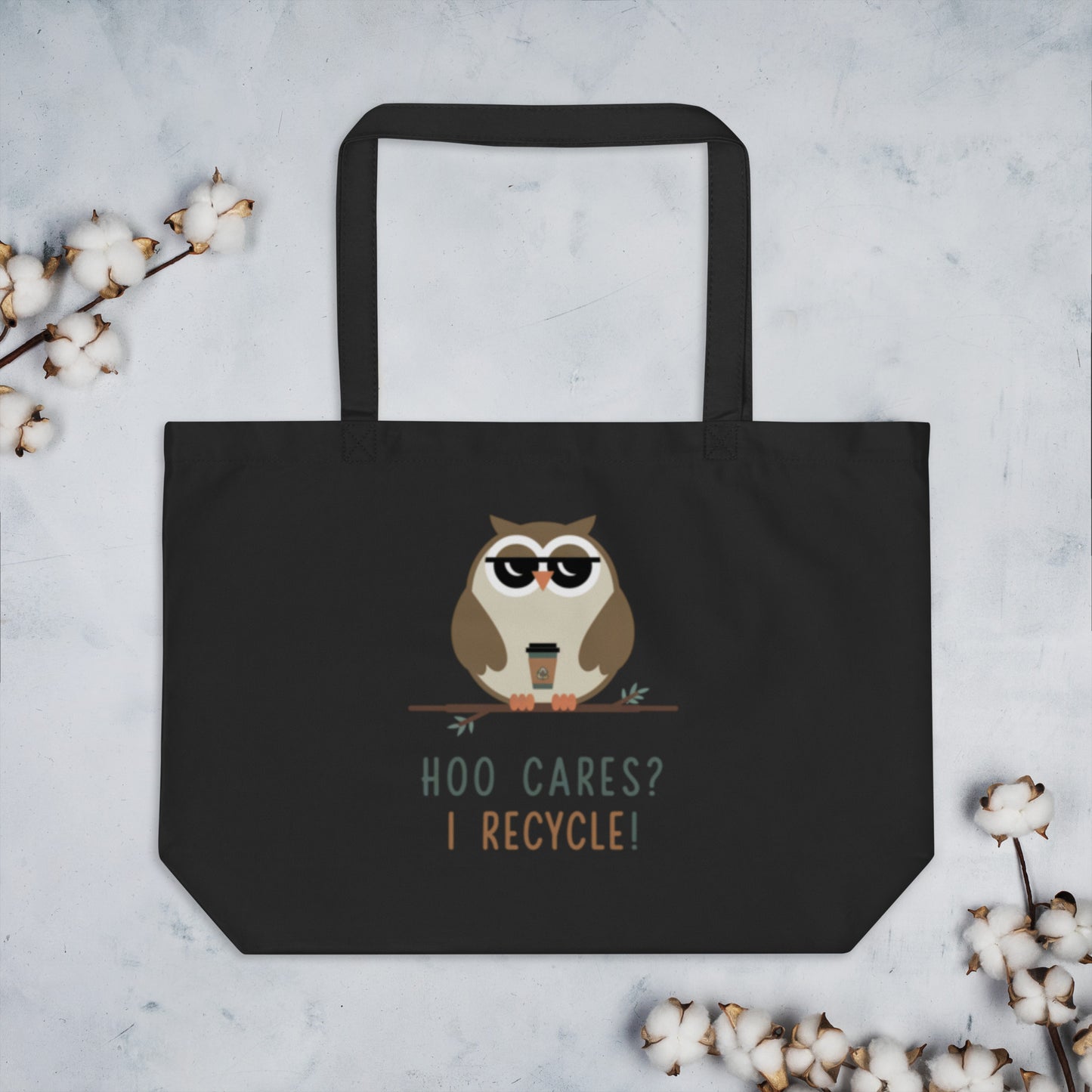 Large Organic Tote Bag | Sustainable & Spacious for Owl Lover Dudeily