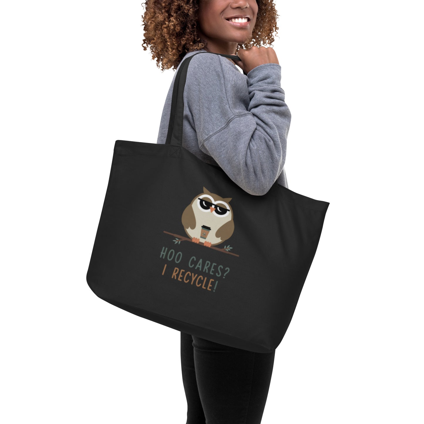 Large Organic Tote Bag | Sustainable & Spacious for Owl Lover Dudeily