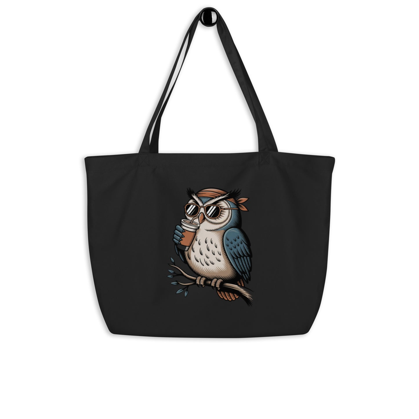 Large Organic Tote Bag | Sustainable & Spacious for owl lover Dudeily