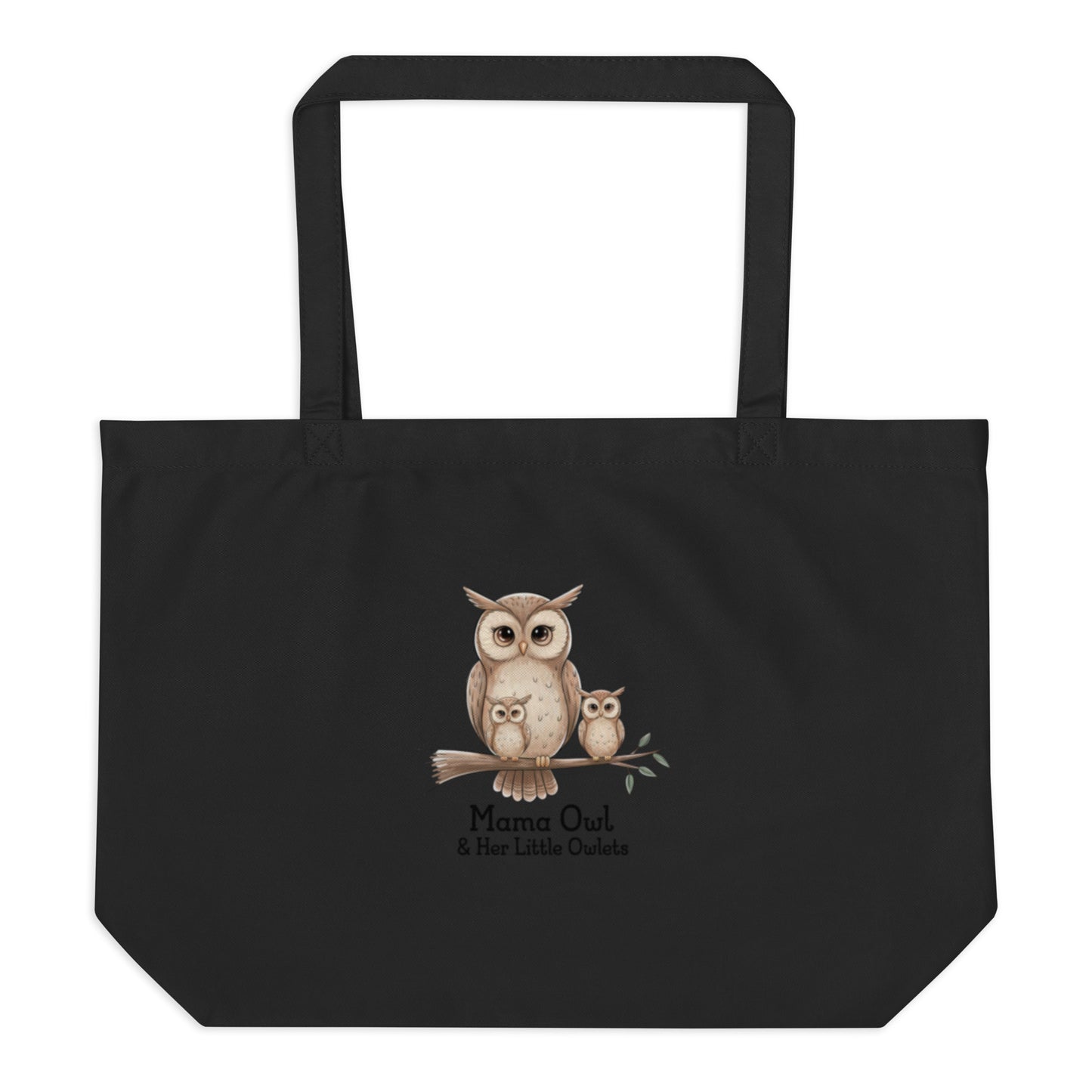 Large Organic Tote Bag – Owl-Themed Eco-Friendly Reusable Shopping Bag Dudeily