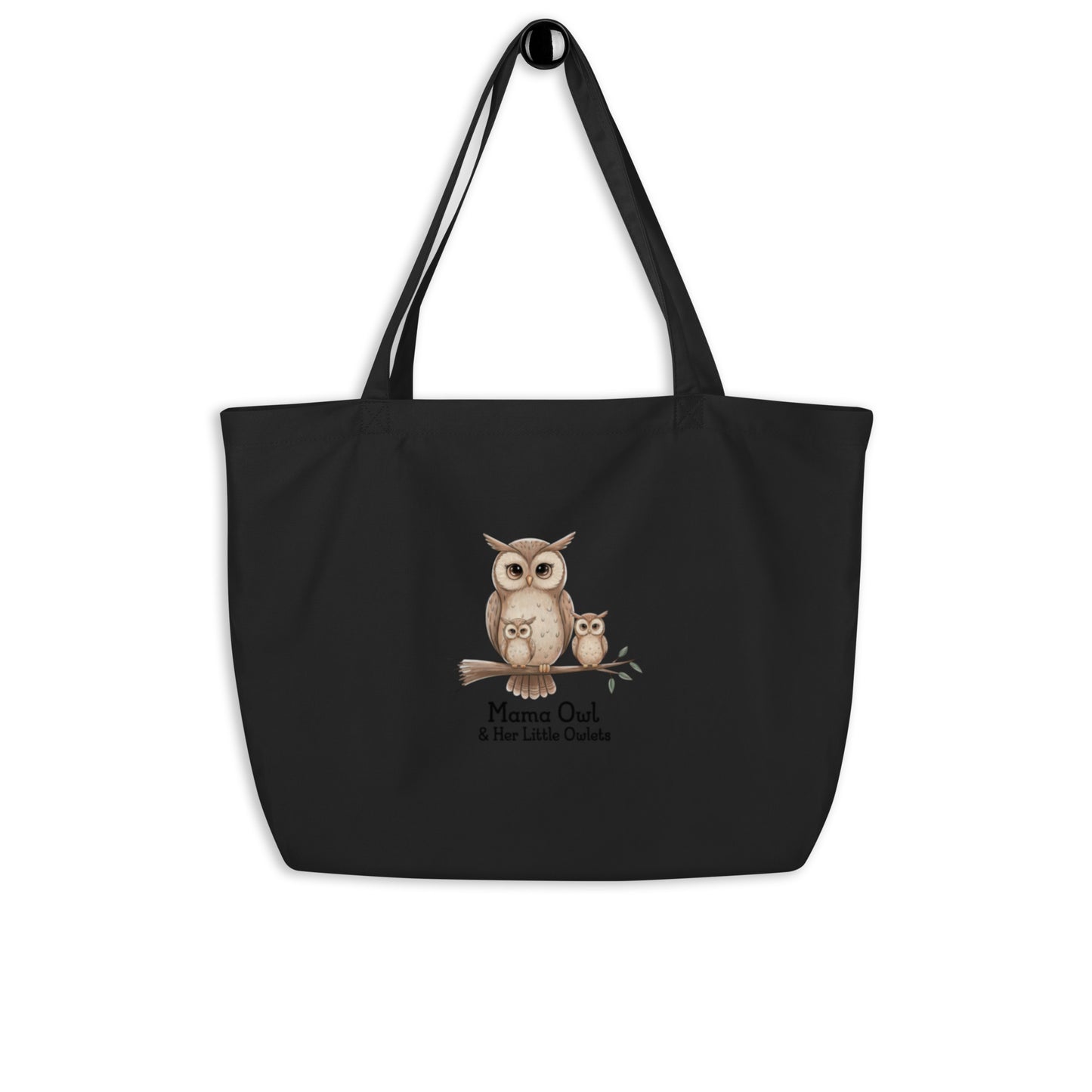 Large Organic Tote Bag – Owl-Themed Eco-Friendly Reusable Shopping Bag Dudeily