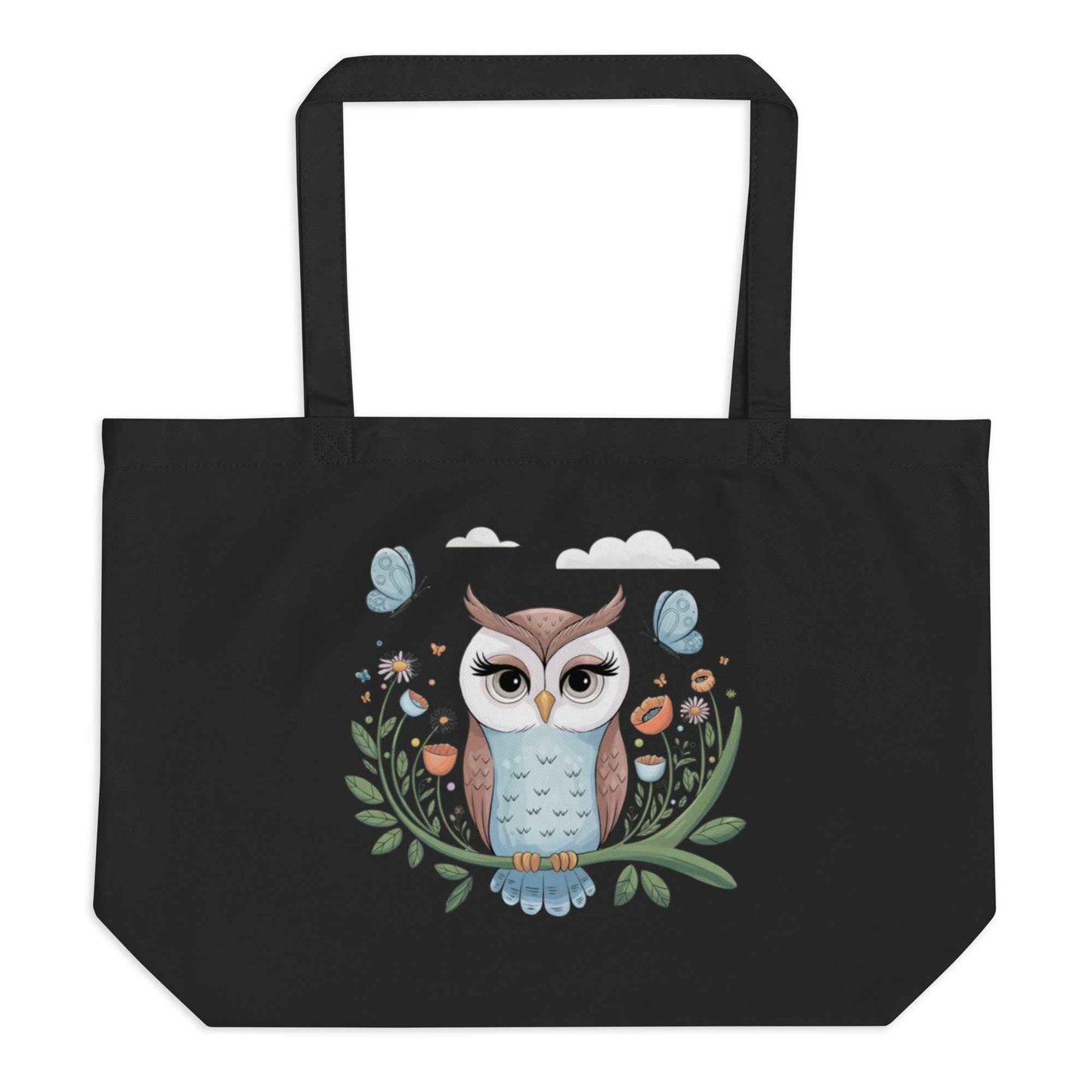 Owl Large Eco-Friendly Organic Tote Bags - Durable & Roomy Shopping Solution Dudeily