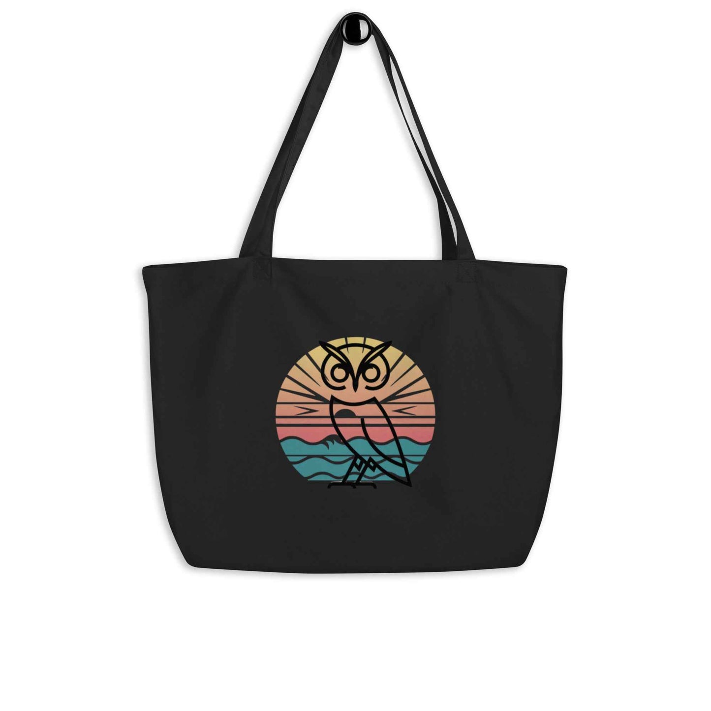 Owl Large Organic Tote Bag - Eco-Friendly Reusable Sustainable Tote Dudeily
